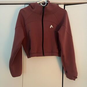 Alphalete Purple Bomber Jacket Cropped Athletic Style